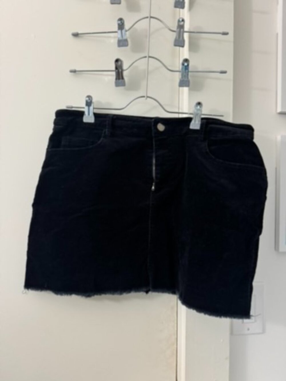 Forever 21 Black Corduroy Mini Skirt with Raw Hem